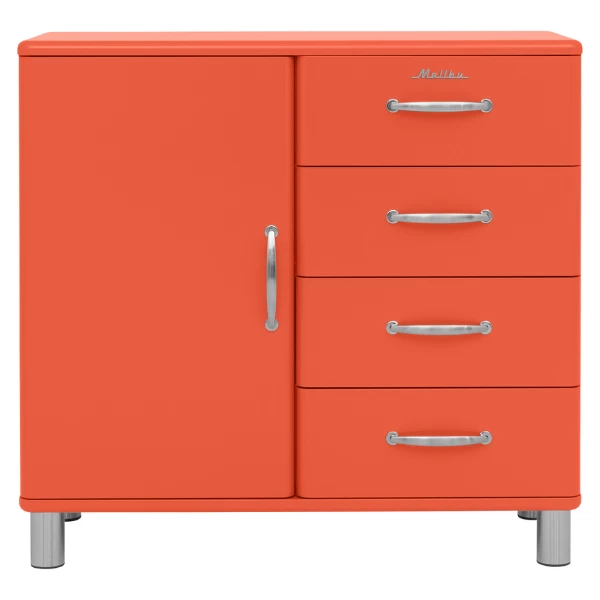Bijzetkastje Malibu 1 Deur 4 Lades - Rood 1 Bijzetkastje Malibu 1 Deur 4 Lades - Rood