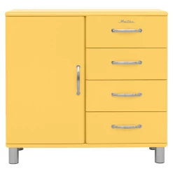 Bijzetkastje Malibu 1 Deur 4 Lades - Geel