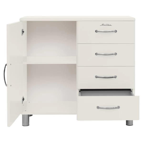Bijzetkastje Malibu 1 Deur 4 Lades - Wit 9 Bijzetkastje Malibu 1 Deur 4 Lades - Wit - Afbeelding 9