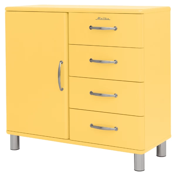 Bijzetkastje Malibu 1 Deur 4 Lades - Geel 10 Bijzetkastje Malibu 1 Deur 4 Lades - Geel - Afbeelding 10