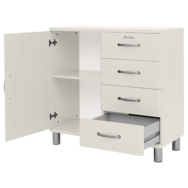 Bijzetkastje Malibu 1 Deur 4 Lades - Wit 8 Bijzetkastje Malibu 1 Deur 4 Lades - Wit - Afbeelding 8