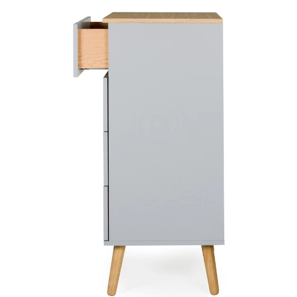 Bijzetkastje Dot 98 Cm Met 4 Lades - Eik/grijs 2 Bijzetkastje Dot 98 Cm Met 4 Lades - Eik/grijs - Afbeelding 2