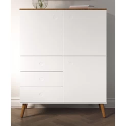 Buffetkast Dot Met 3 Deuren En 3 Lades - Eik/wit
