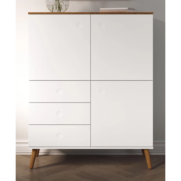 Buffetkast Dot Met 3 Deuren En 3 Lades - Eik/wit 1 Buffetkast Dot Met 3 Deuren En 3 Lades - Eik/wit