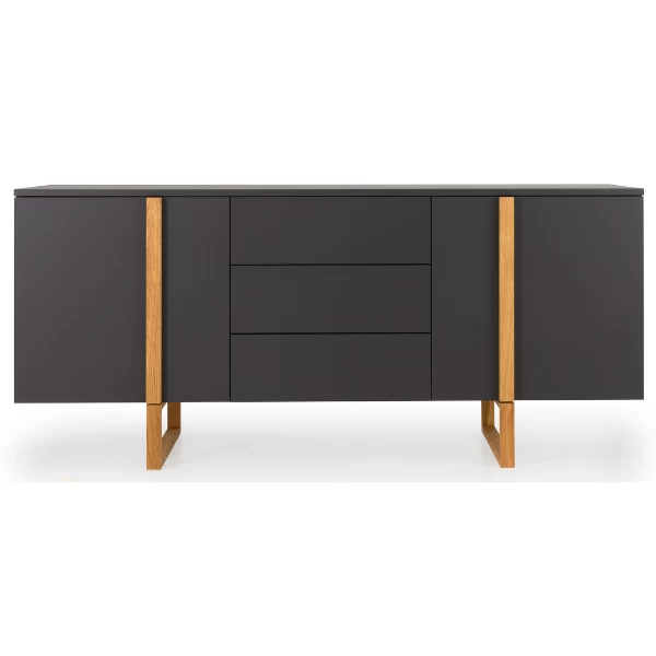 Dressoir Birka Met 2 Deuren En 3 Lades - Eik/antraciet 1 Dressoir Birka Met 2 Deuren En 3 Lades - Eik/antraciet