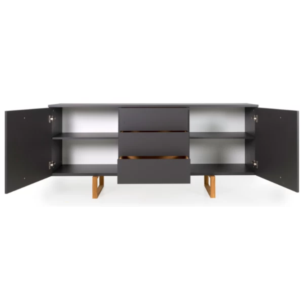 Dressoir Birka Met 2 Deuren En 3 Lades - Eik/antraciet 6 Dressoir Birka Met 2 Deuren En 3 Lades - Eik/antraciet - Afbeelding 6