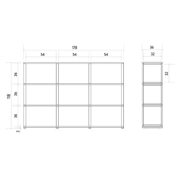 Rek Arte 9 Vakken - Eik/wit 4 Rek Arte 9 Vakken - Eik/wit - Afbeelding 4