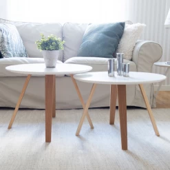 Set Van 2 Salontafels Lana ø 60 Cm-wit
