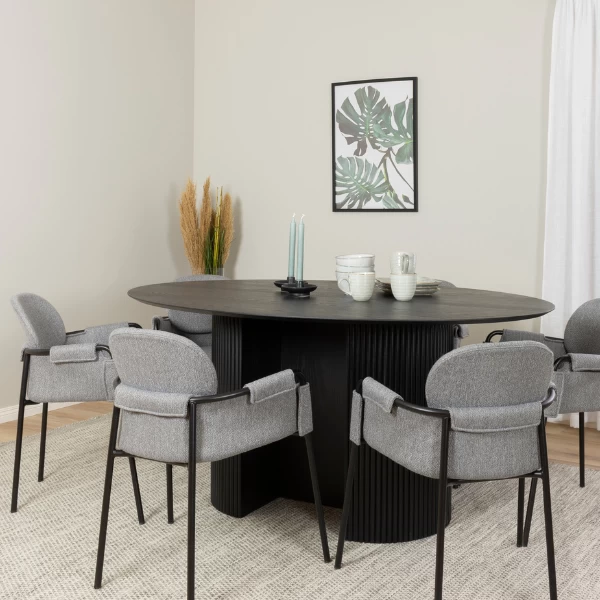 Eettafel Henrietta 160x110 Cm-zwarte Es 2 Eettafel Henrietta 160x110 Cm-zwarte Es - Afbeelding 2