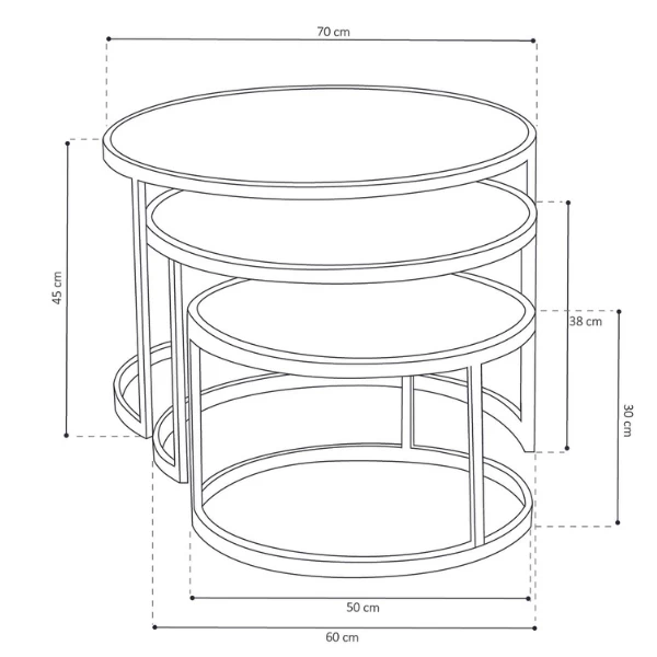 Set Van 3 Salontafels Gaja-magnoliahout 2 Set Van 3 Salontafels Gaja-magnoliahout - Afbeelding 2