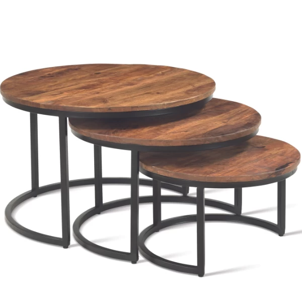 Set Van 3 Salontafels Gaja-magnoliahout 8 Set Van 3 Salontafels Gaja-magnoliahout - Afbeelding 8