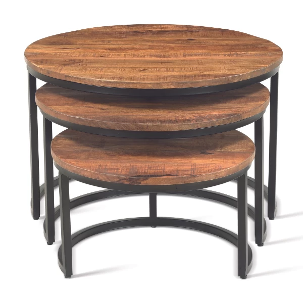 Set Van 3 Salontafels Gaja-magnoliahout 7 Set Van 3 Salontafels Gaja-magnoliahout - Afbeelding 7