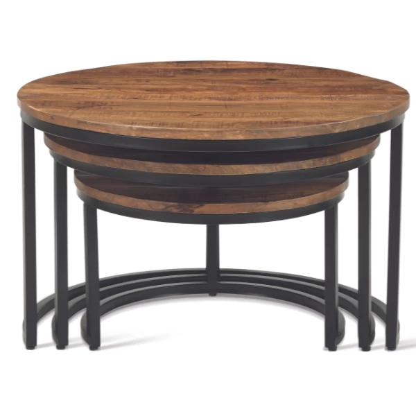 Set Van 3 Salontafels Gaja-magnoliahout 6 Set Van 3 Salontafels Gaja-magnoliahout - Afbeelding 6