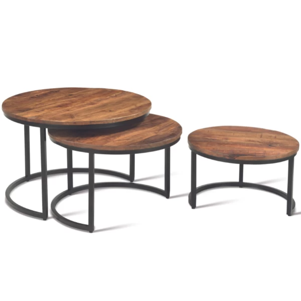 Set Van 3 Salontafels Gaja-magnoliahout 5 Set Van 3 Salontafels Gaja-magnoliahout - Afbeelding 5