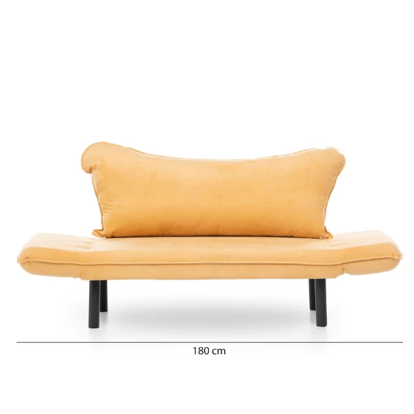 Slaapbank Met 2 Zitplaatsen | Comfort En Stijl | Metalen Frame | Mosterdkleur 4 Slaapbank Met 2 Zitplaatsen | Comfort En Stijl | Metalen Frame | Mosterdkleur - Afbeelding 4