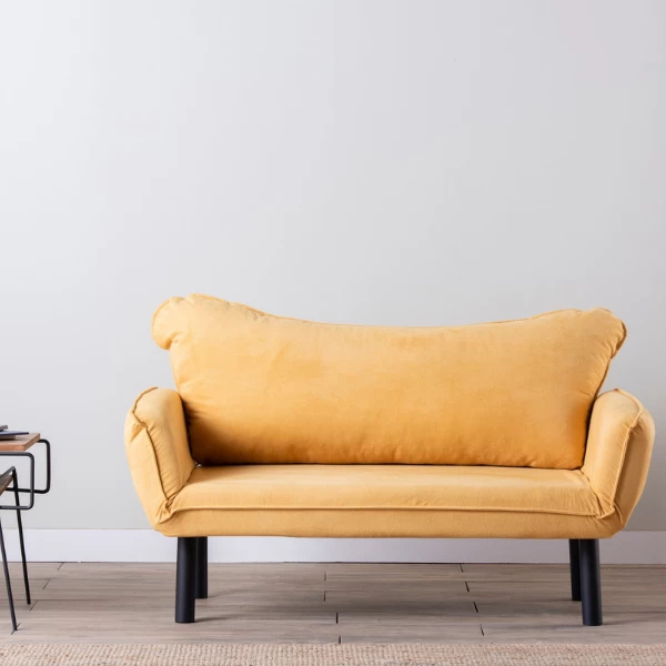 Slaapbank Met 2 Zitplaatsen | Comfort En Stijl | Metalen Frame | Mosterdkleur 2 Slaapbank Met 2 Zitplaatsen | Comfort En Stijl | Metalen Frame | Mosterdkleur - Afbeelding 2