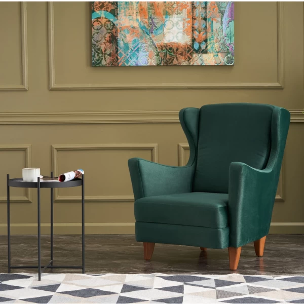 Stijlvolle En Comfortabele Vleugelstoel | Modern Ontwerp | Beukenhouten Frame | Groen 6 Stijlvolle En Comfortabele Vleugelstoel | Modern Ontwerp | Beukenhouten Frame | Groen - Afbeelding 6