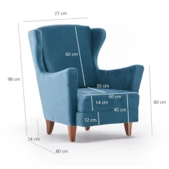 Stijlvolle Wing Chair | 100% Polyester Fluweel | Turquoise -Collectie Woonkamermeubels Ontwerp zonder titel 2023 01 31T093351.756 2bfe