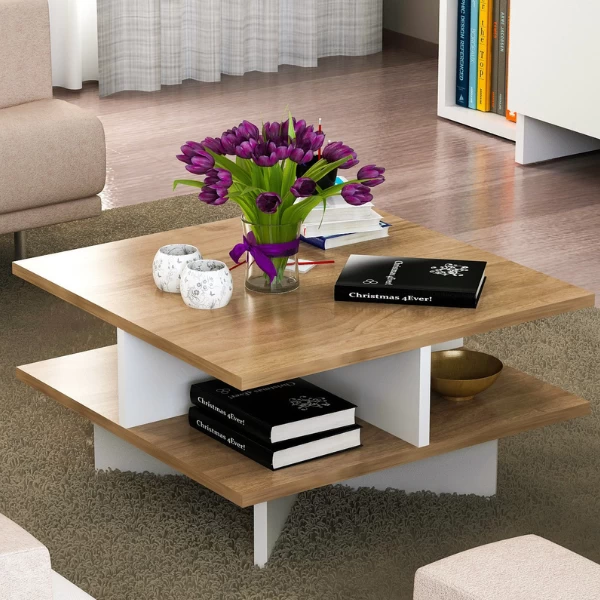 Salontafel Bibi-walnoot/wit 1 Salontafel Bibi-walnoot/wit