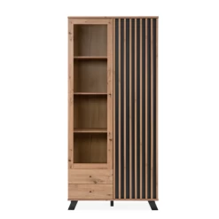 Vitrinekast Médard-artisanale Eik/antraciet