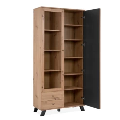 Vitrinekast Médard-artisanale Eik/antraciet 21 Vitrinekast Médard-artisanale Eik/antraciet -Collectie Woonkamermeubels Ontwerp zonder titel 2023 02 20T093629.802 408a