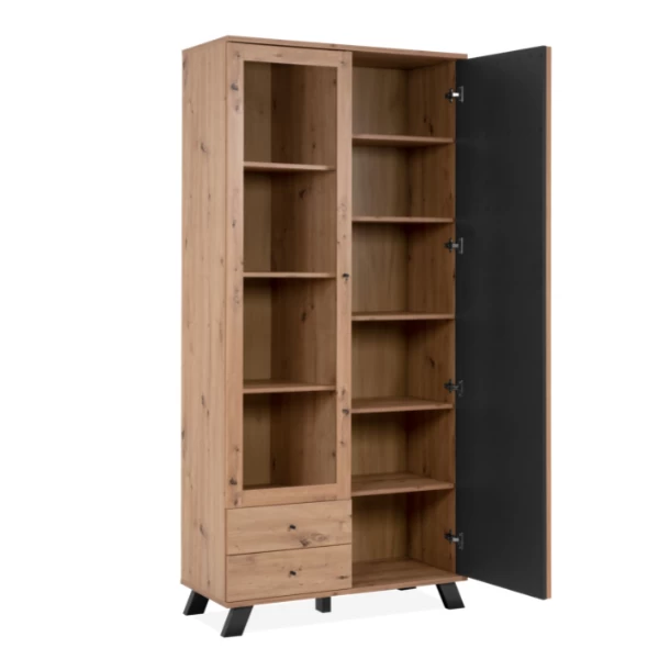 Vitrinekast Médard-artisanale Eik/antraciet 9 Vitrinekast Médard-artisanale Eik/antraciet - Afbeelding 9