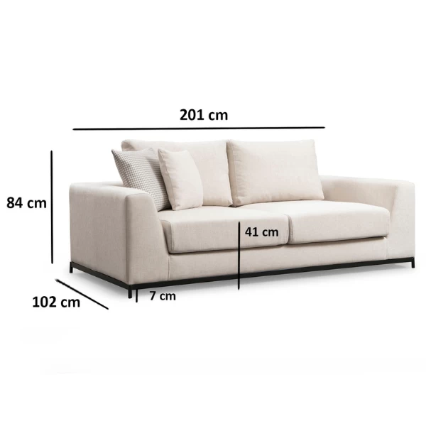 Comfortabele 2-zitsbank Met Beukenhouten Frame En Beige Polyester Stof 2 Comfortabele 2-zitsbank Met Beukenhouten Frame En Beige Polyester Stof - Afbeelding 2