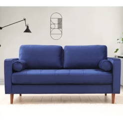 Comfortabele En Stijlvolle 2-zitsbank | Beukenhouten Frame | 100% Polyester Stof | Marineblauw