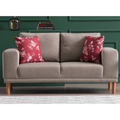 2-zitsbank | Comfort En Uniek Ontwerp | Beukenhouten Frame | Crème