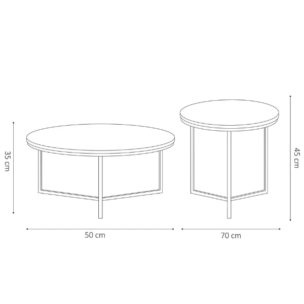 Set Van 2 Salontafels Naneva-zwart Marmer 5 Set Van 2 Salontafels Naneva-zwart Marmer - Afbeelding 5
