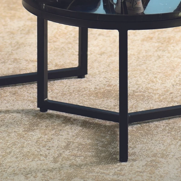 Set Van 2 Salontafels Naneva-zwart Marmer 4 Set Van 2 Salontafels Naneva-zwart Marmer - Afbeelding 4