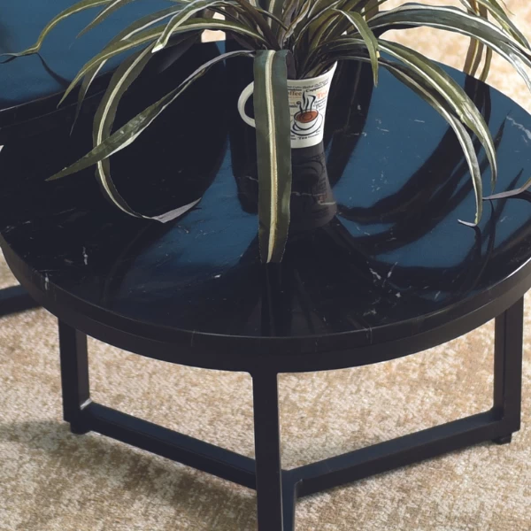 Set Van 2 Salontafels Naneva-zwart Marmer 2 Set Van 2 Salontafels Naneva-zwart Marmer - Afbeelding 2