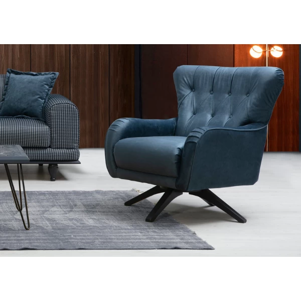 Stijlvolle En Comfortabele Vleugelstoel In Marineblauw 2 Stijlvolle En Comfortabele Vleugelstoel In Marineblauw - Afbeelding 2