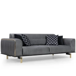 Comfortabel En Stijlvol 3-zitsbank | Beukenhouten Frame, Polyester Stof | Grijze Kleur -Collectie Woonkamermeubels Ontwerp zonder titel 2023 03 17T143953.611 0442