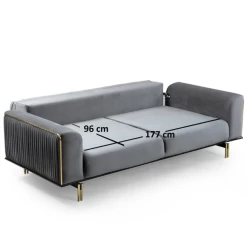 Comfortabel En Stijlvol 3-zitsbank | Beukenhouten Frame, Polyester Stof | Grijze Kleur -Collectie Woonkamermeubels Ontwerp zonder titel 2023 03 17T144111.205 1071