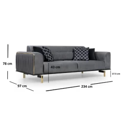 Comfortabel En Stijlvol 3-zitsbank | Beukenhouten Frame, Polyester Stof | Grijze Kleur -Collectie Woonkamermeubels Ontwerp zonder titel 2023 03 17T144222.594 d56b