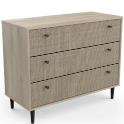 Ladekast Sayuri 3 Lades-Kronberg Eik/wicker -Collectie Woonkamermeubels Ontwerp zonder titel 2023 05 10T092000.353 84b2