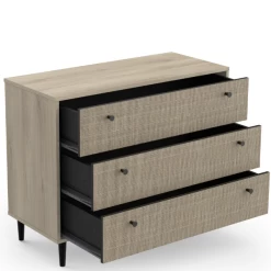 Ladekast Sayuri 3 Lades-Kronberg Eik/wicker -Collectie Woonkamermeubels Ontwerp zonder titel 2023 05 10T092226.746 28d6