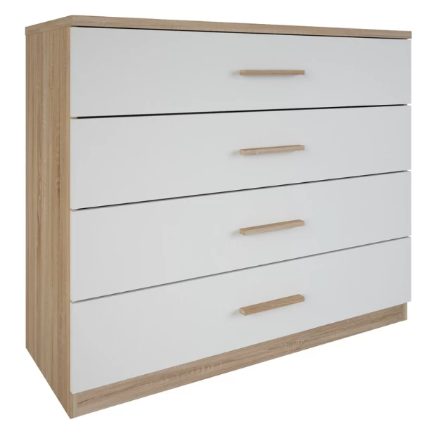 Ladekast Seliena 4 Lades-Geborstelde Eik/mat Wit 9 Ladekast Seliena 4 Lades-Geborstelde Eik/mat Wit - Afbeelding 9