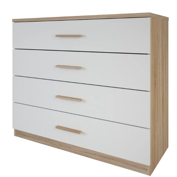 Ladekast Seliena 4 Lades-Geborstelde Eik/mat Wit 7 Ladekast Seliena 4 Lades-Geborstelde Eik/mat Wit - Afbeelding 7