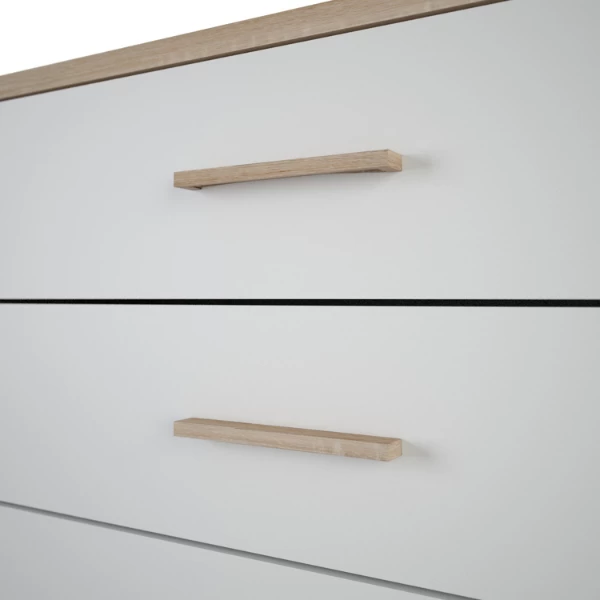 Ladekast Seliena 4 Lades-Geborstelde Eik/mat Wit 6 Ladekast Seliena 4 Lades-Geborstelde Eik/mat Wit - Afbeelding 6