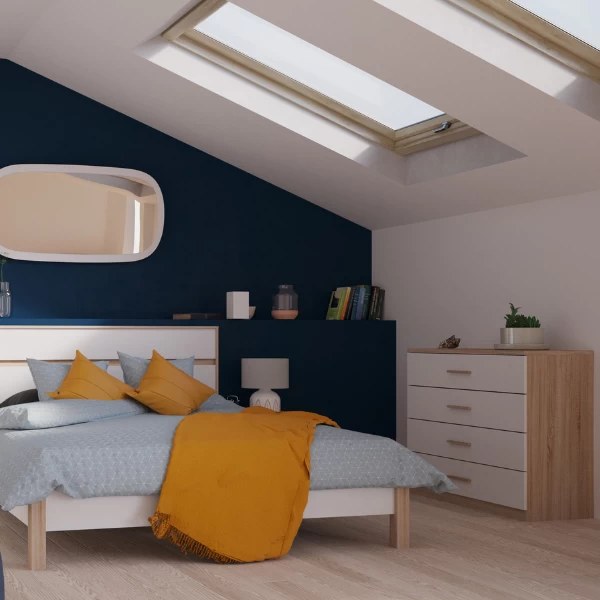 Ladekast Seliena 4 Lades-Geborstelde Eik/mat Wit 2 Ladekast Seliena 4 Lades-Geborstelde Eik/mat Wit - Afbeelding 2