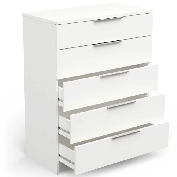 Ladekast Siebert 5 Lades-mat Wit 4 Ladekast Siebert 5 Lades-mat Wit - Afbeelding 4