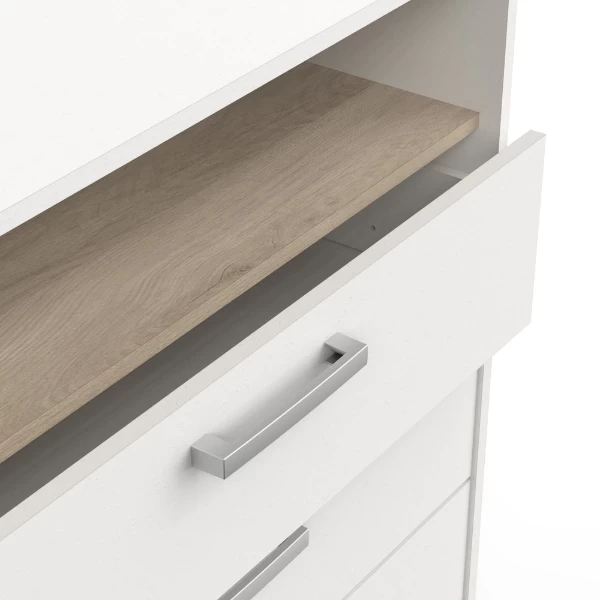 Ladekast Waylon 3 Lades En 1 Open Vak-mat Wit/Kronberg Eik 2 Ladekast Waylon 3 Lades En 1 Open Vak-mat Wit/Kronberg Eik - Afbeelding 2