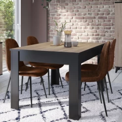 Eettafel Wilke 140 X 90 Cm 6 Personen-geborstelde Eik/matzwart