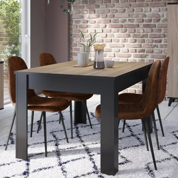 Eettafel Wilke 140 X 90 Cm 6 Personen-geborstelde Eik/matzwart 1 Eettafel Wilke 140 X 90 Cm 6 Personen-geborstelde Eik/matzwart
