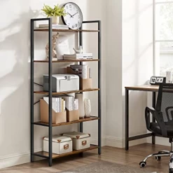 VASAGLE ALINRU 5-vaks Opbergrek, Stalen Boekenplankframe