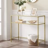 Gouden Console Tafel - Modern 2 Planken Gehard Glas Met/Metalen Frame En Verstelbare Voeten