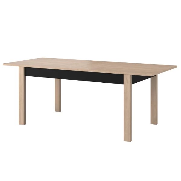 Verlengbare Eettafel Hongkong 157>207cm - Eik/zwart 3 Verlengbare Eettafel Hongkong 157>207cm - Eik/zwart - Afbeelding 3