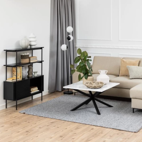 Boekenkast Angus | 94 X 27 X 114 Cm | 2 Schuifdeuren | Zwart 4 Boekenkast Angus | 94 X 27 X 114 Cm | 2 Schuifdeuren | Zwart - Afbeelding 4